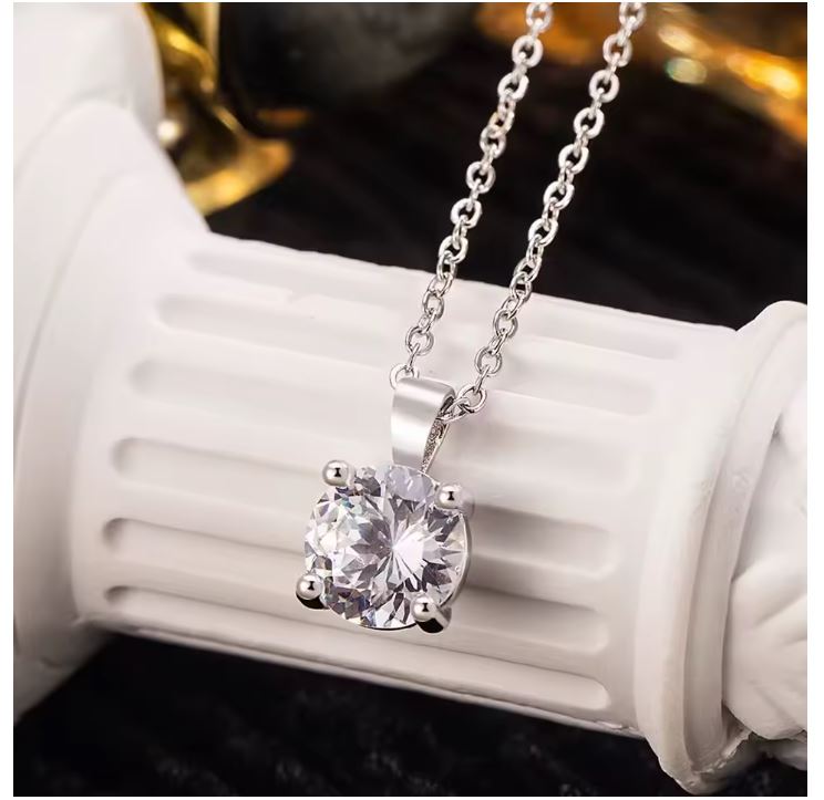 Mini Zirkon 925 Sterling Silver Pendant Necklace