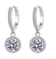 Zirkone Round Earrings  925 silver plated 1 Carat